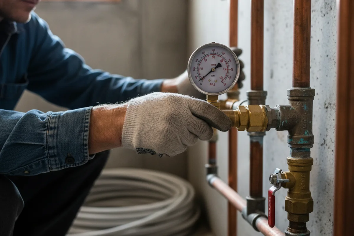 Pressure testing a repaired line during Water Line Repair in Gray Mountain